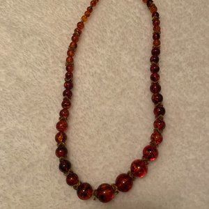 Retro Amber colored Bead Necklace